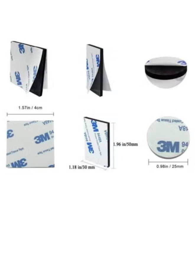 3M 60 pcs of double-sided tape, waterproof tape, foam pad, strong tape, suitable for fixing photos, murals, lamps, hooks, home, office, kitchen. Square 40×40 mm, round 25 mm, rectangular 50*30 mm - Image 2